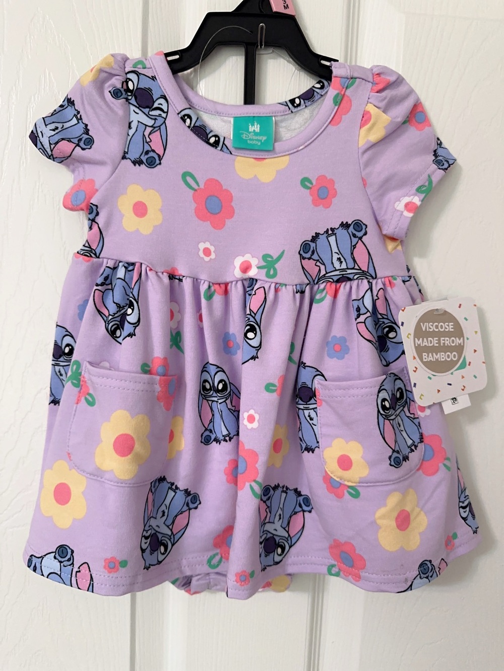 Disney Stitch Baby Girl Viscose Bamboo French Terry Floral  Dress And Panty Set - Picture 6 of 10